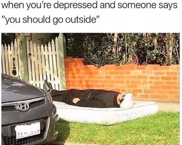 These humorous and sad depression memes resonate with those familiar with the common symptoms of depression, such as insomnia, hypersomnia, and sleep problems. It humorously highlights how depression can lead to chronic fatigue, leaving individuals exhausted no matter how much they sleep.
