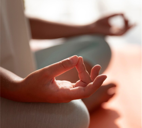Hands in mediation position as a symbol of meditation for ADHD